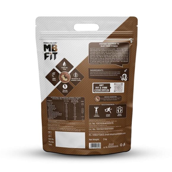 muscleblaze high protein oats, 2 kg, dark chocolate