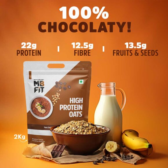 muscleblaze high protein oats, 2 kg, dark chocolate